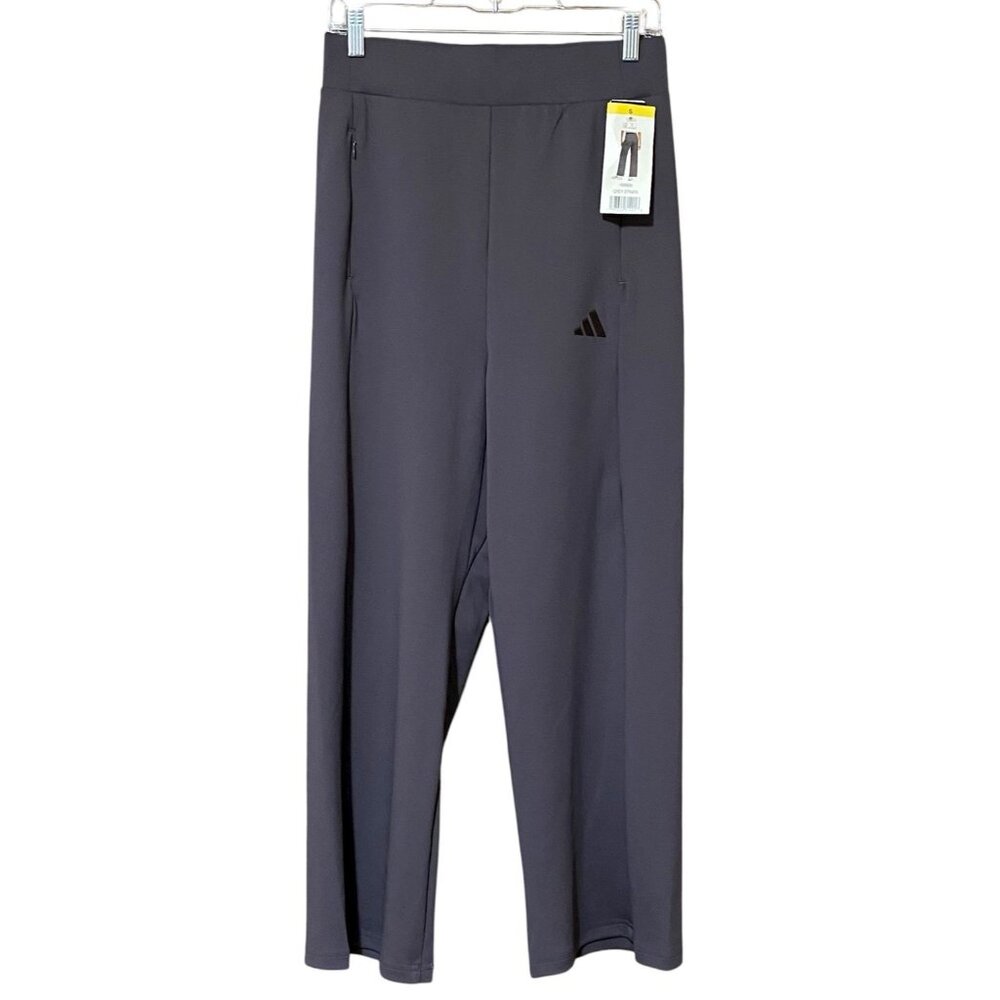 adidas Originals Grey Strata Wide Leg Cropped Pants S NWT Zip Pocket Athleisure